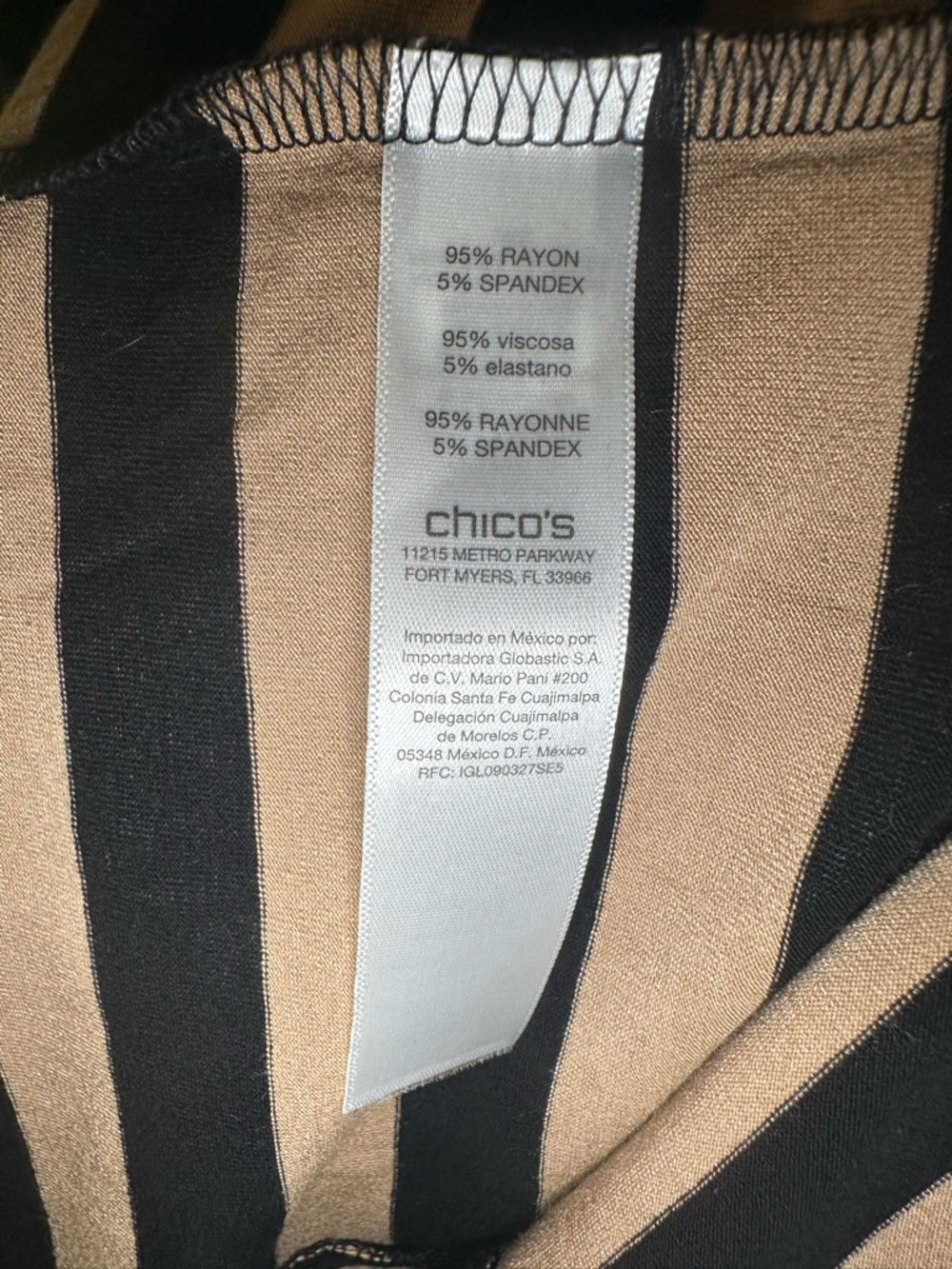 Chico's Zenergy Black and Beige Striped Tunic Top - Picture 5 of 8